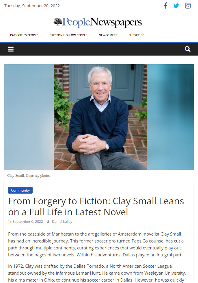 From Forgery to Fiction: Clay Small Leans on a Full Life in Latest Novel 